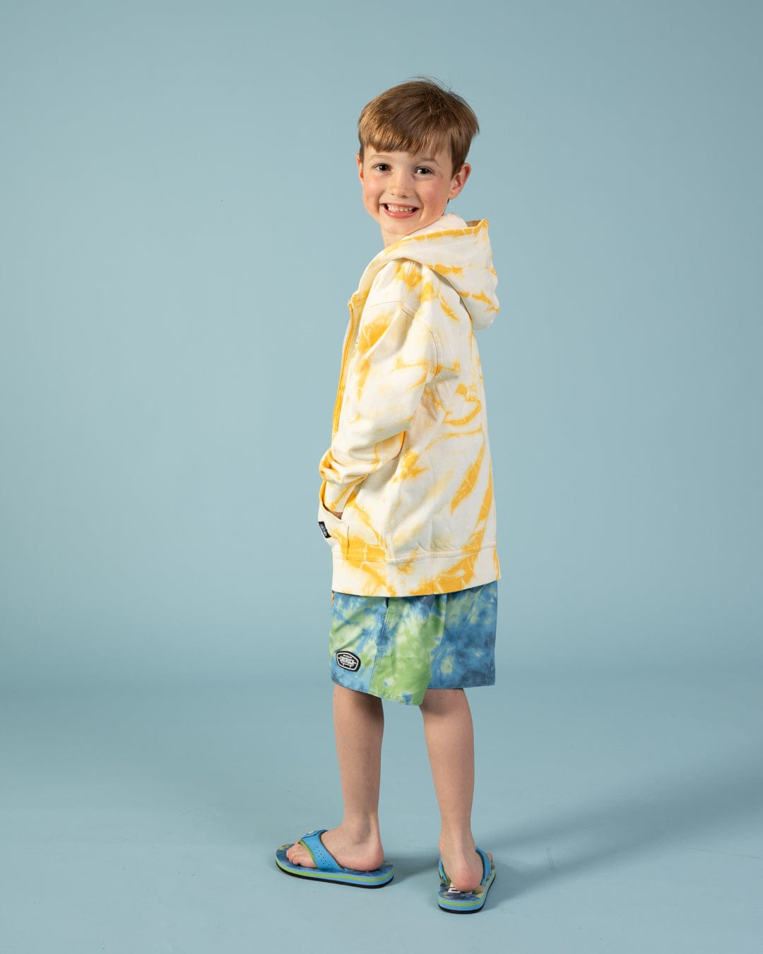 Tok Tie Dye - Kids Tie Dye Zip Hoodie - Yellow