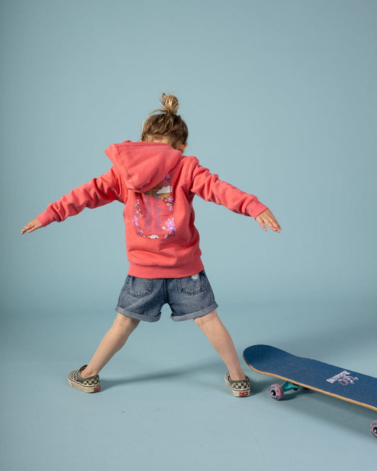 Highway Tour - Kids Borg Lined Hoodie - Coral