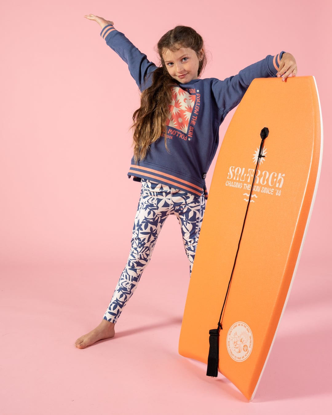 Sun Follower - Kids Longline Pop Hoodie - Blue