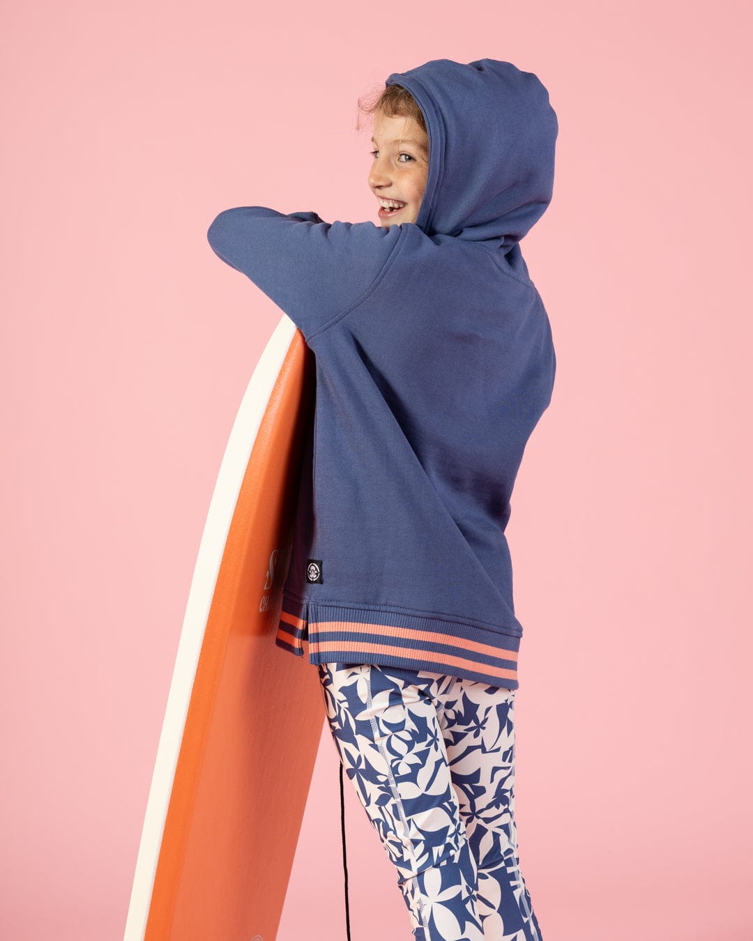 Sun Follower - Kids Longline Pop Hoodie - Blue
