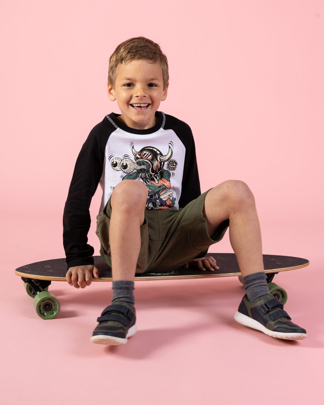 Adios Amigos - Kids Long Sleeve Raglan T-Shirt - Black/White