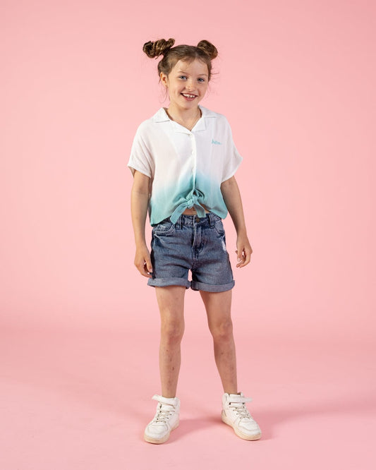Shelby - Kids Front Knot Shirt - Turquoise