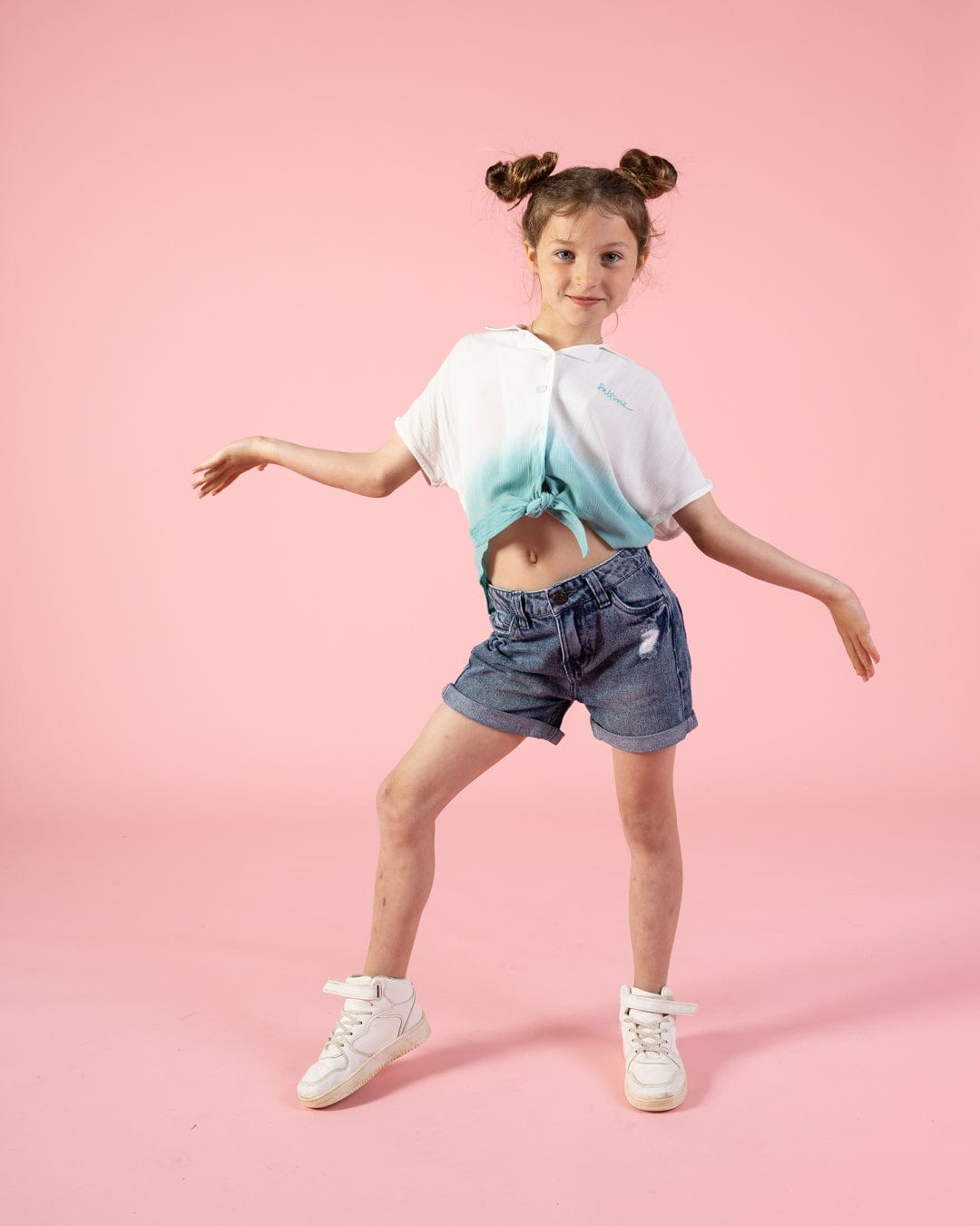 Shelby - Kids Front Knot Shirt - Turquoise