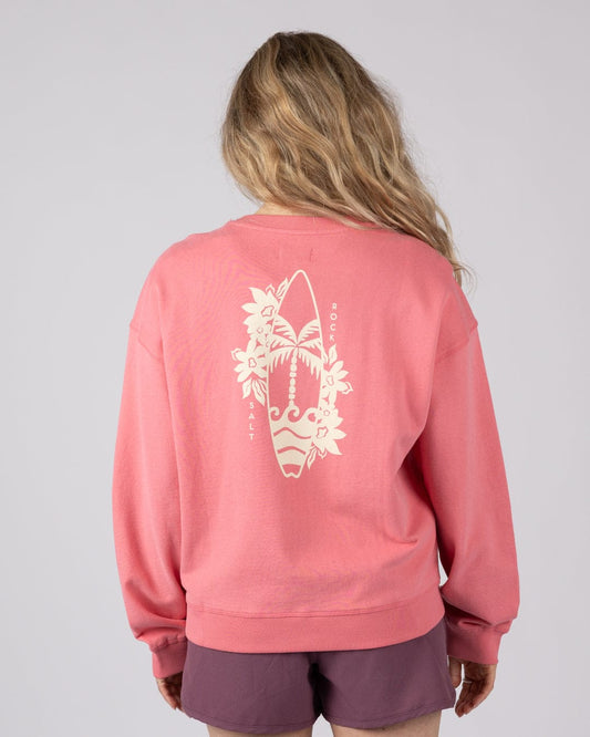Sun Surfer - Womens Oversized Sweatshirt - Pink