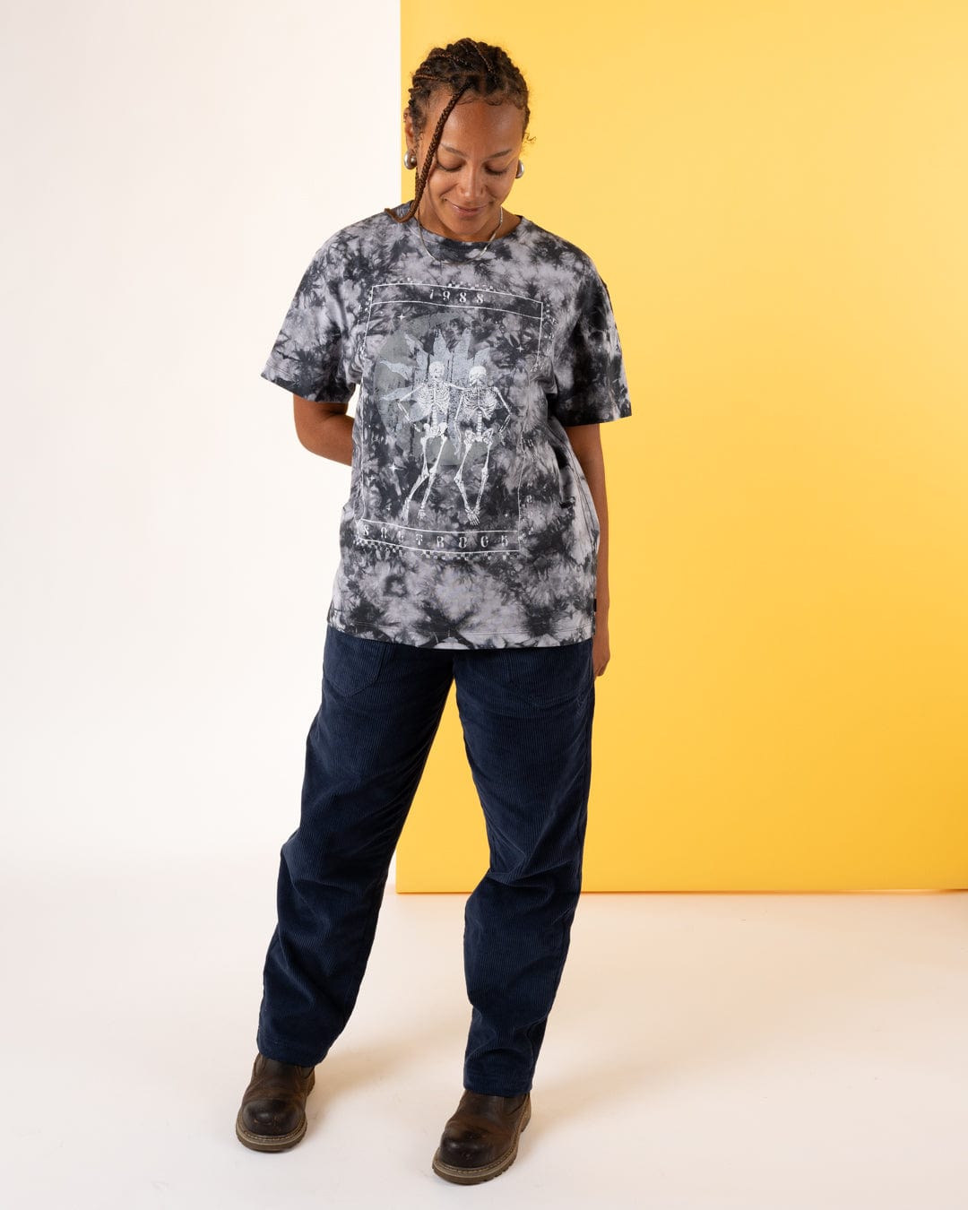 Tarot Moon - Womens Oversized Tie Dye T-Shirt - Black