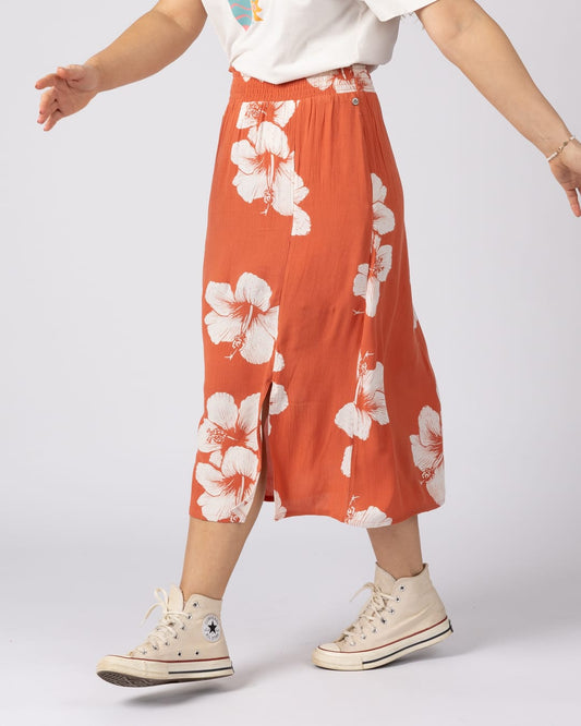 Mandaram Womens Skirt in Light Orange