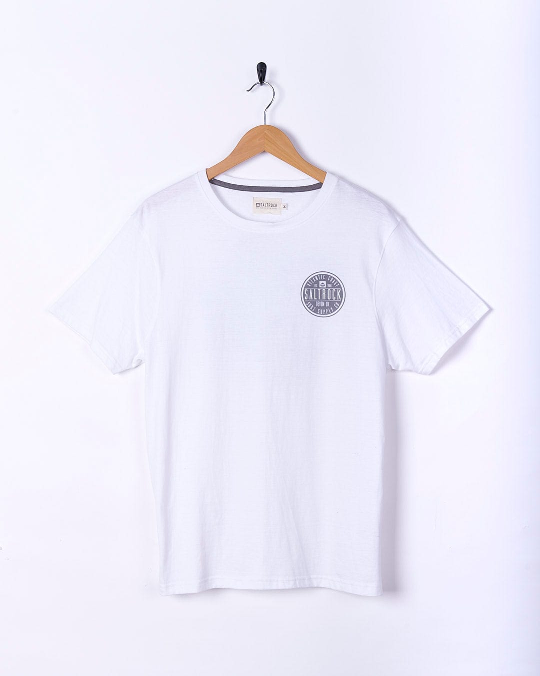 A Saltrock - Mens Short Sleeve T-Shirt - White with a circle on it.