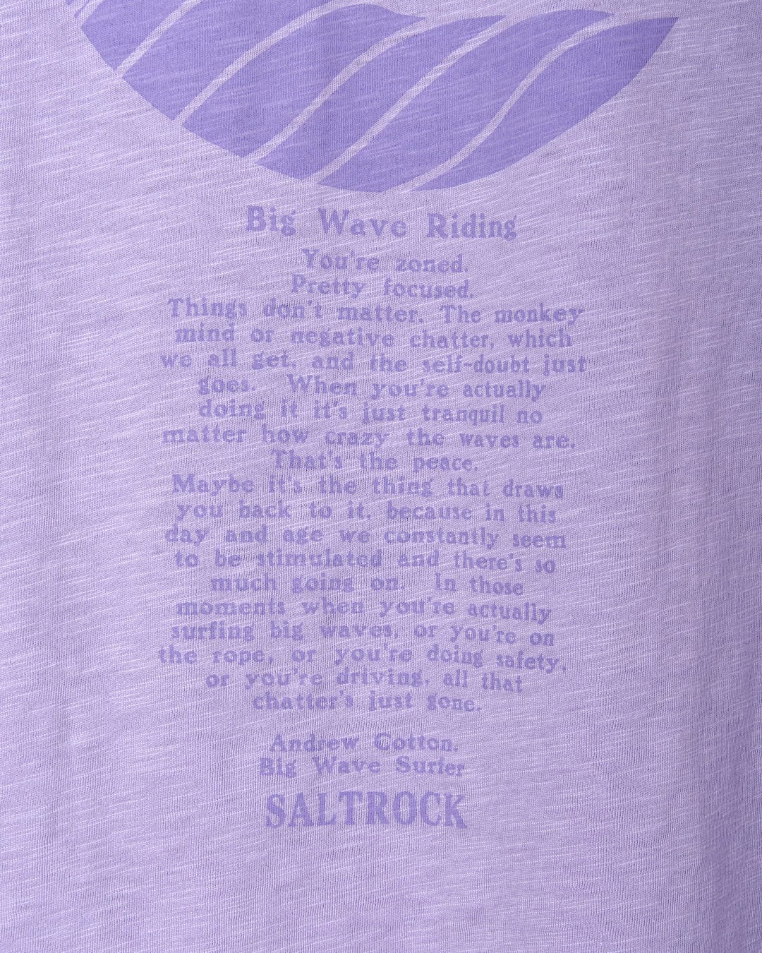A Saltrock Atlantic - Mens Short Sleeve T-Shirt - Purple that says big wave bill.