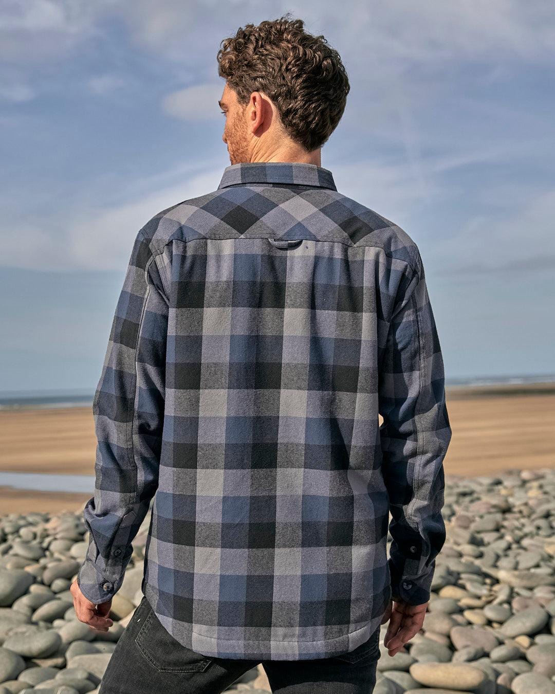Abbot II - Mens Borg Lined Shacket - Dark Blue - Saltrock