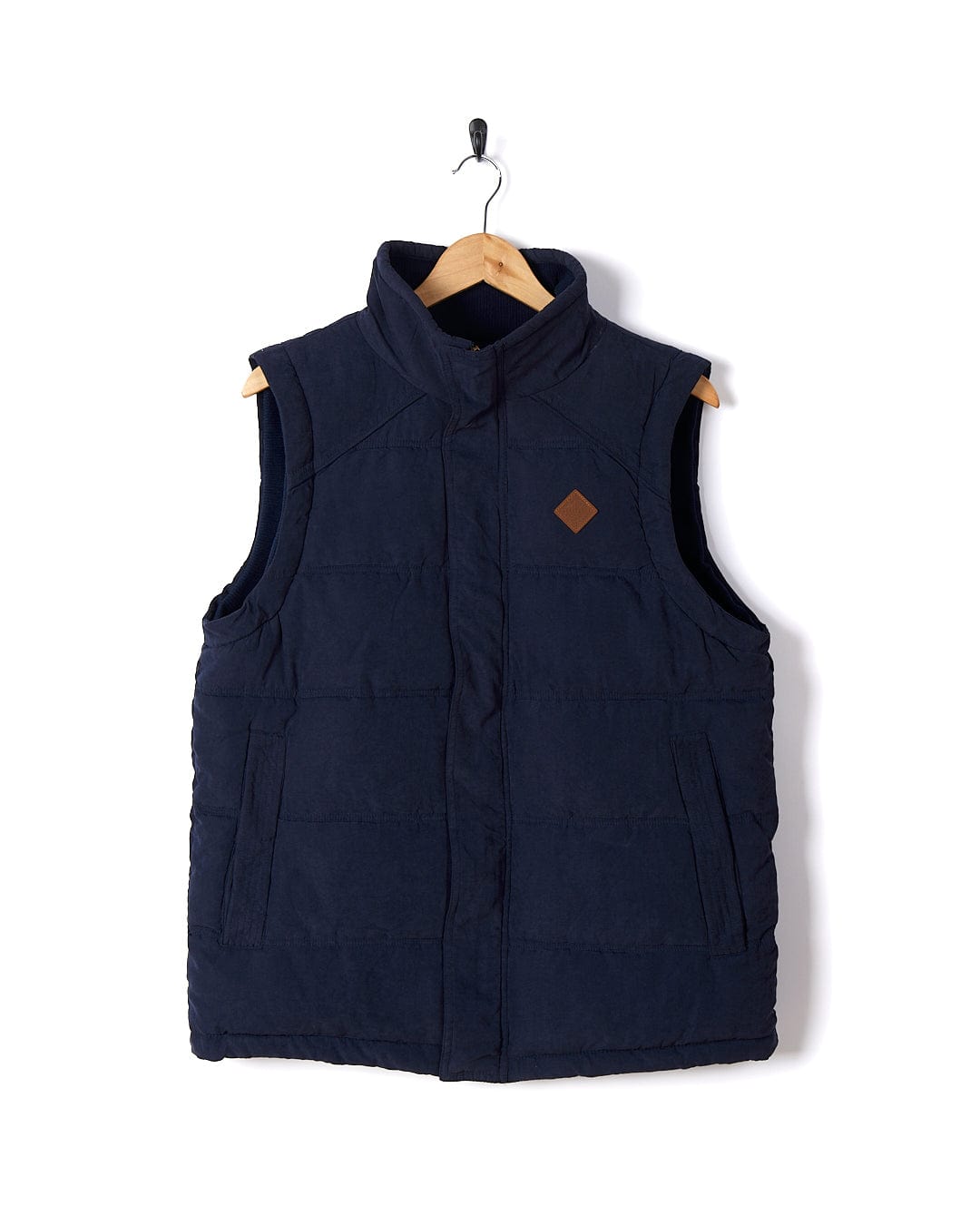 A Bardsey - Mens Gilet - Blue with a Saltrock logo on it.