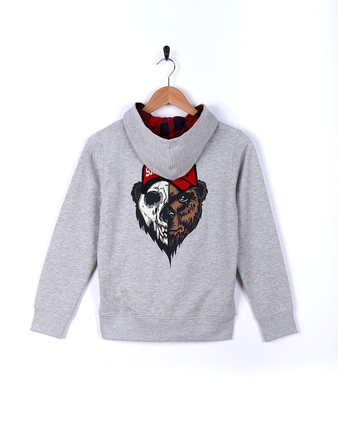 Bear - Boys Glow In The Dark Zip Hoodie - Grey - Saltrock