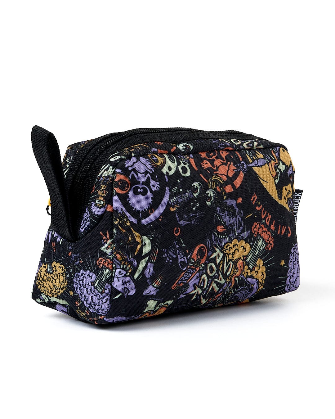A Saltrock Creeper Crew - Pencil Case - Black zippered pouch with a purple and black pattern.