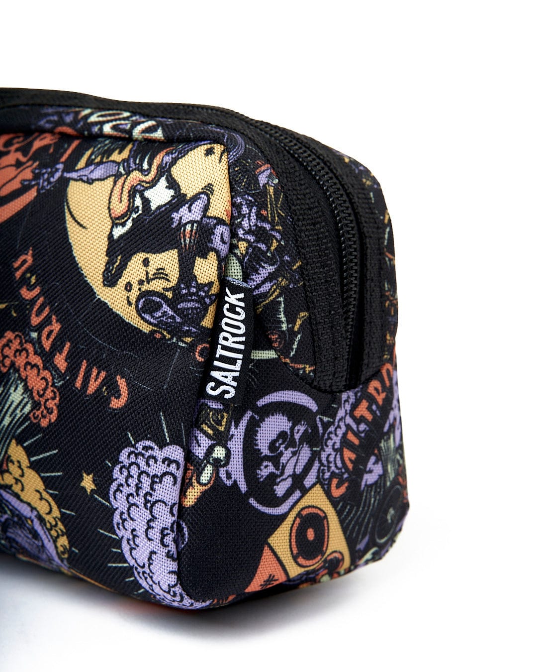 A Saltrock Creeper Crew - Pencil Case - Black with a colorful design on it.