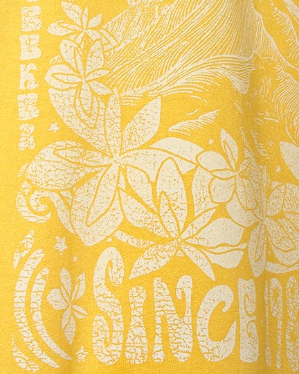 A Dreamseeker - Womens Pop Hoodie - Yellow with an image of a bear and flowers by Saltrock.