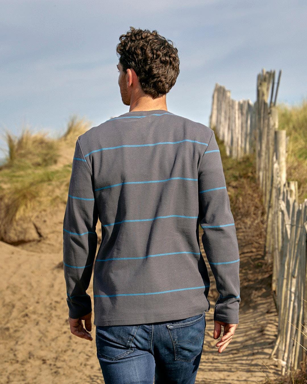 Jasper - Long Sleeve Waffle T-Shirt - Dark Grey - Saltrock
