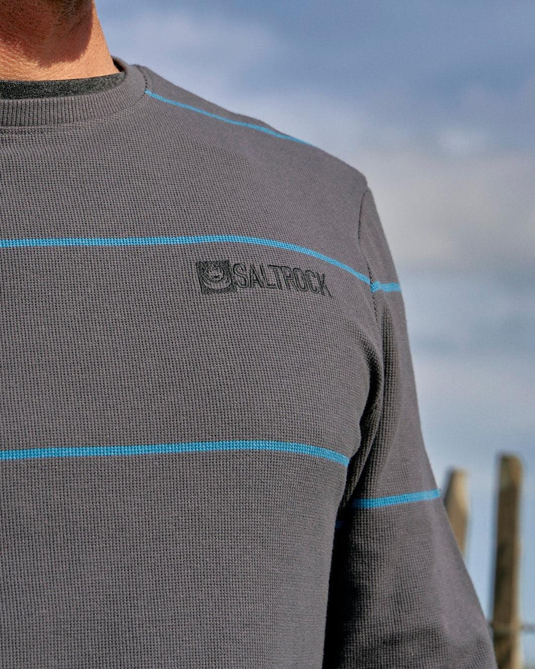 Jasper - Long Sleeve Waffle T-Shirt - Dark Grey - Saltrock