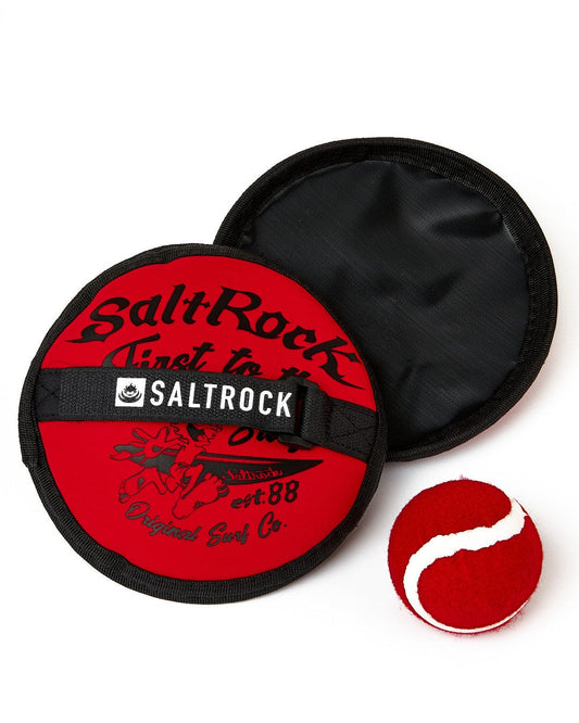 A red Jonty - Catch Ball Set - Red featuring the Saltrock branding.