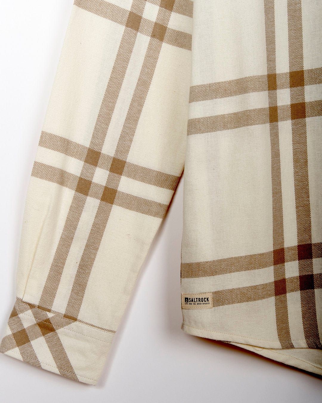 A Saltrock Lazer - Mens Long Sleeve Check Shirt - Light Grey with a checkered pattern.