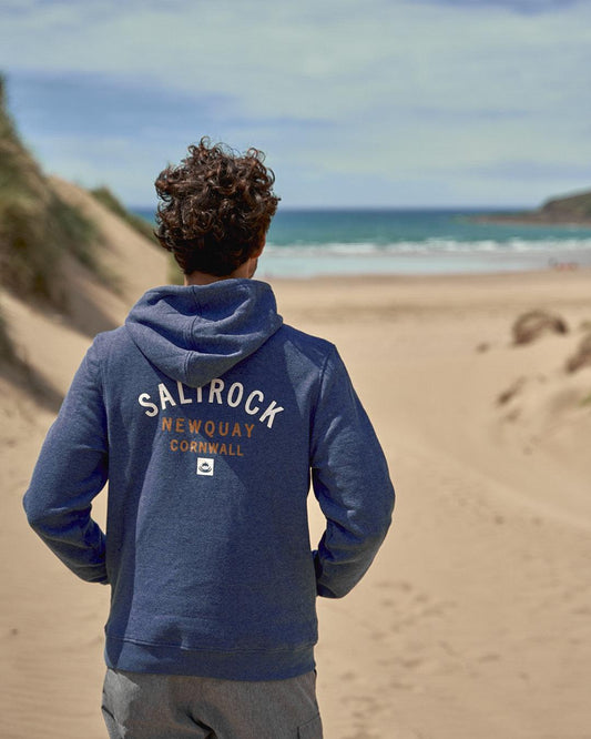 Location - Mens Pop Hoodie - Newquay - Dark Blue - Saltrock