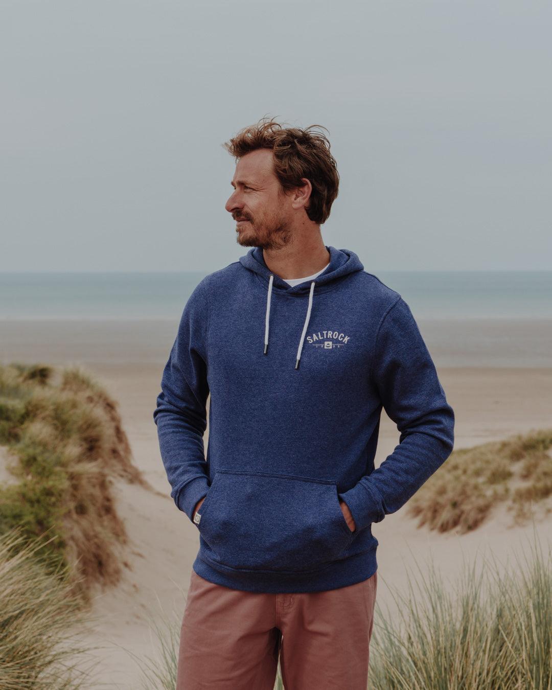 Location - Mens Pop Hoodie - Croyde - Blue - Saltrock