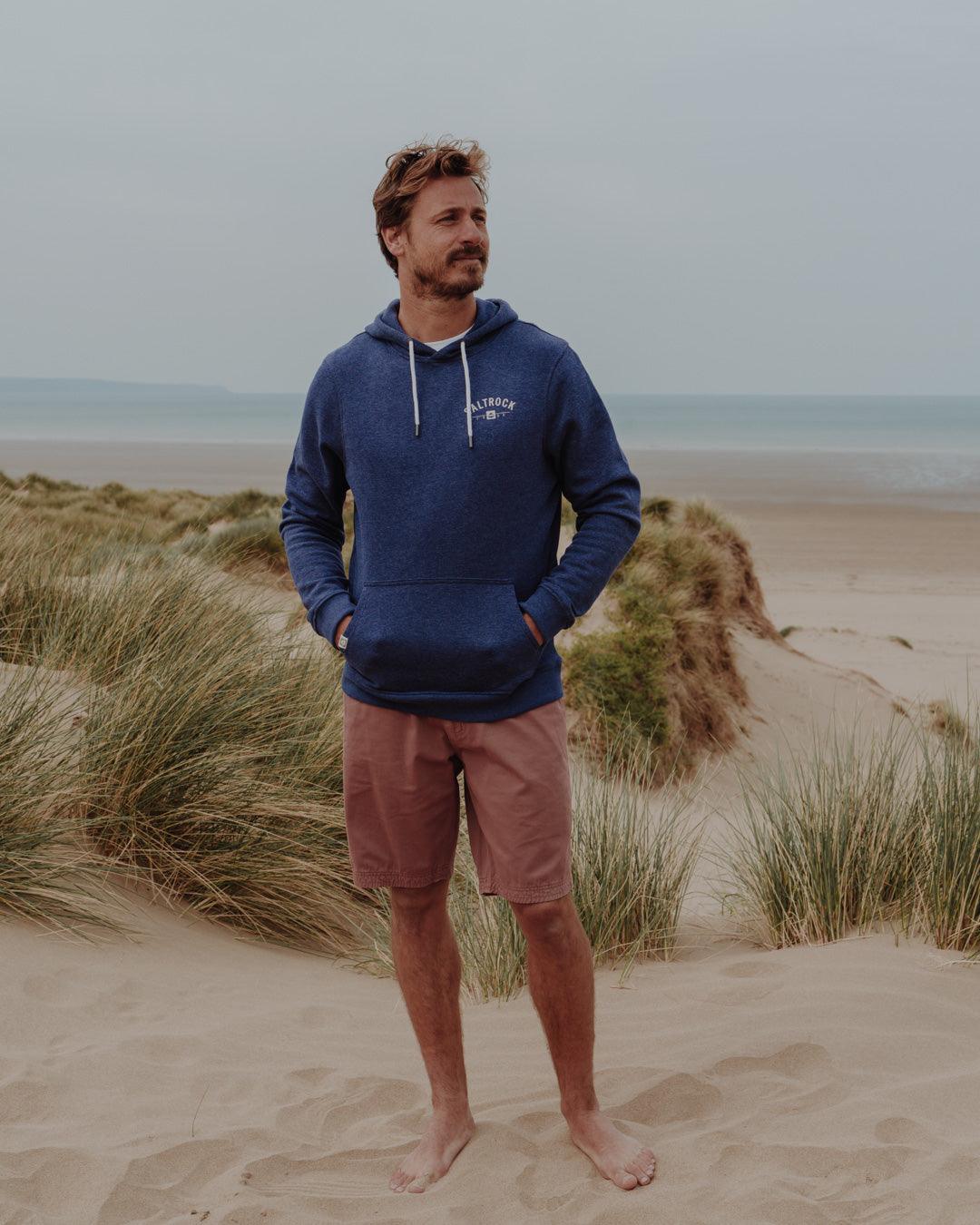 Location - Mens Pop Hoodie - Croyde - Blue - Saltrock