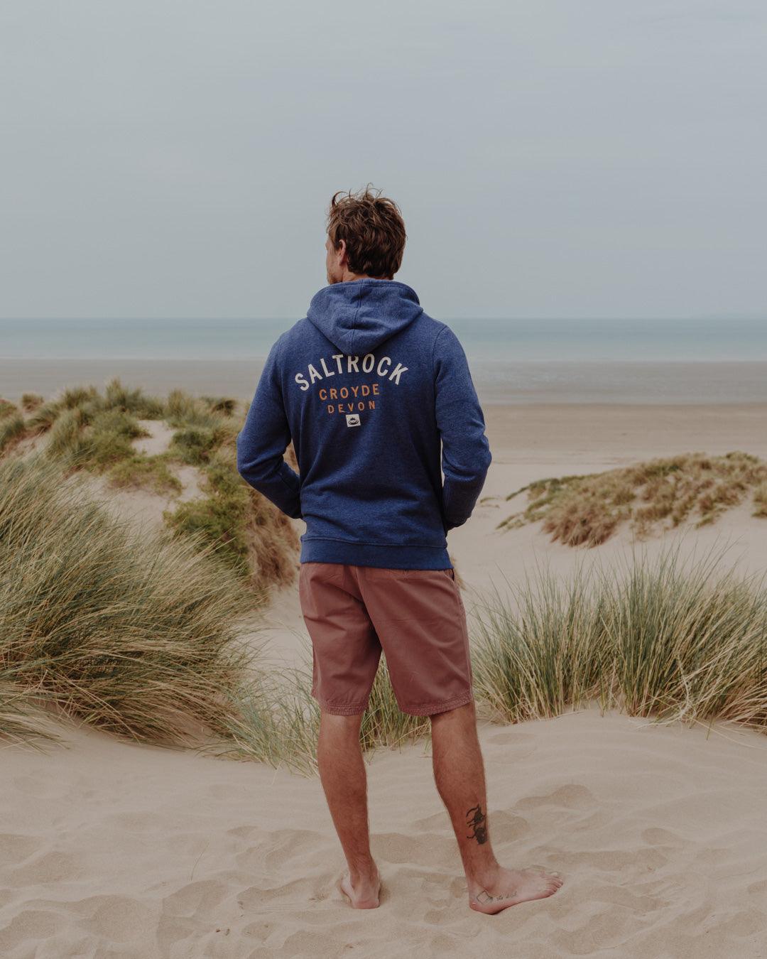 Location - Mens Pop Hoodie - Croyde - Blue - Saltrock