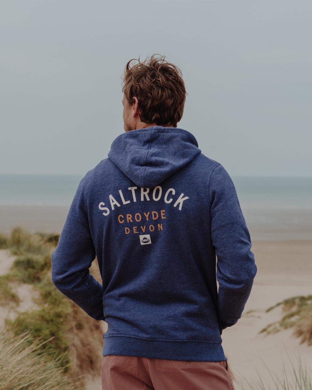 Location - Mens Pop Hoodie - Croyde - Blue - Saltrock
