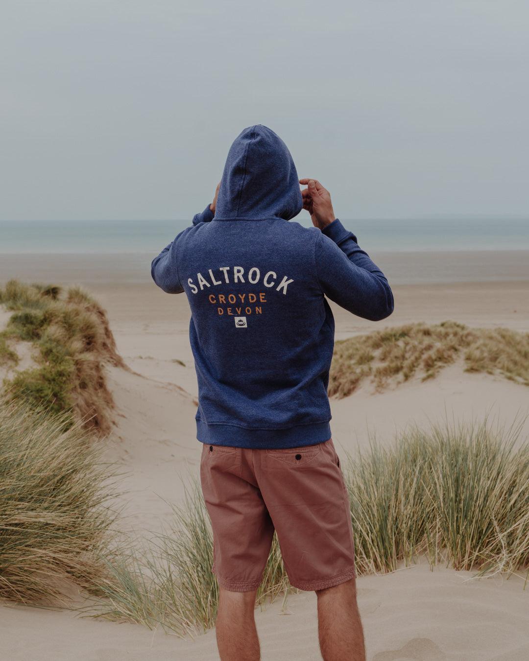 Location - Mens Pop Hoodie - Croyde - Blue - Saltrock