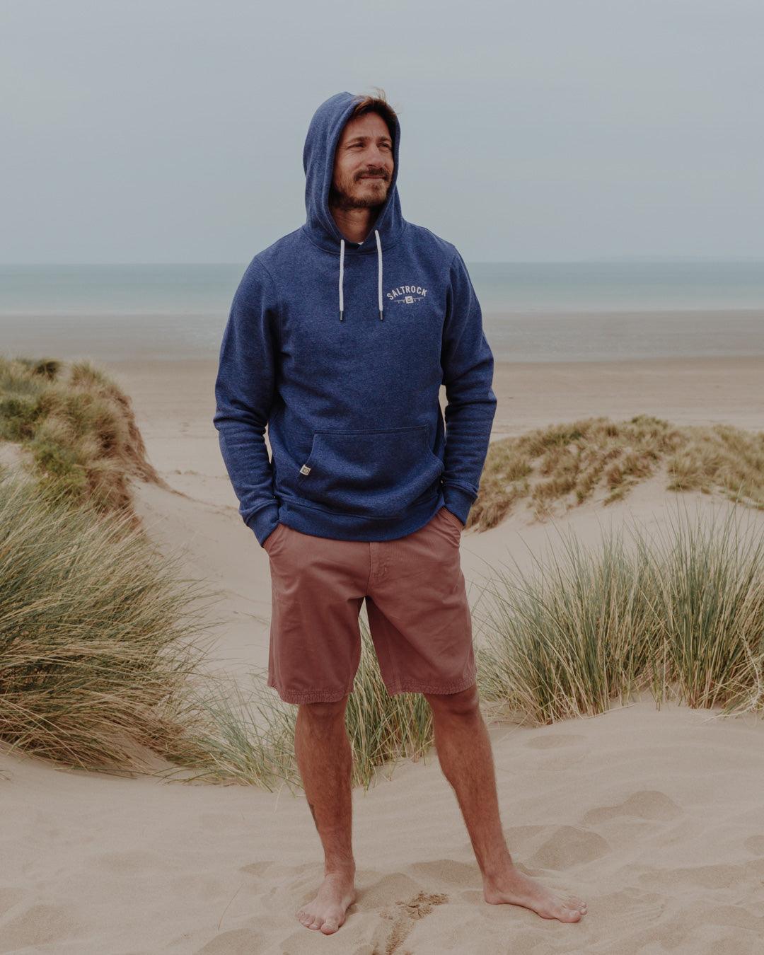 Location - Mens Pop Hoodie - Croyde - Blue - Saltrock