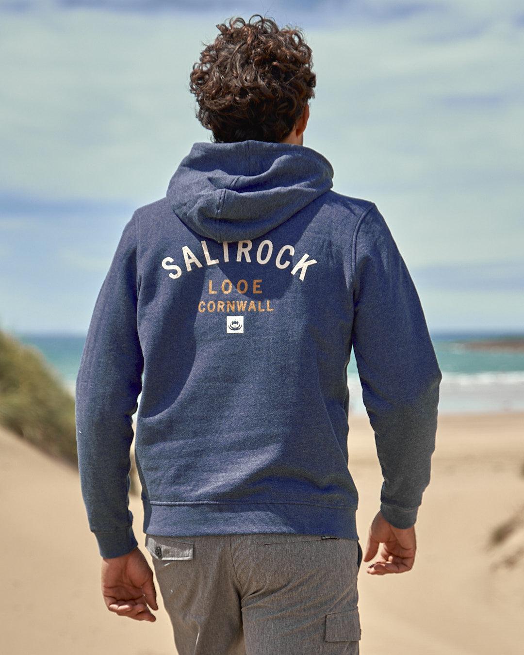 Location - Mens Pop Hoodie - Looe - Dark Blue - Saltrock