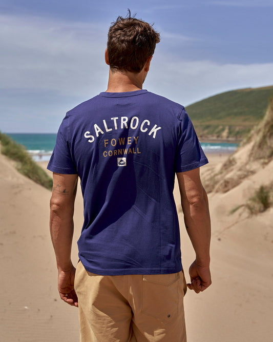 Location - Mens T-Shirt - Fowey - Dark Blue - Saltrock