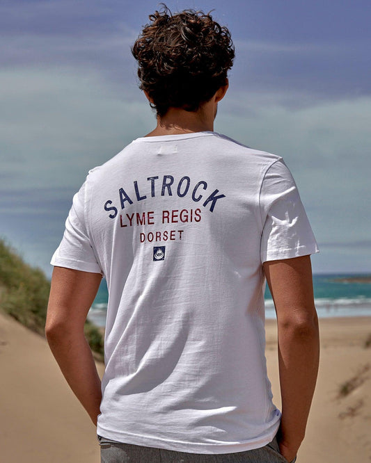 Location - Mens T-Shirt - Lyme Regis - White - Saltrock