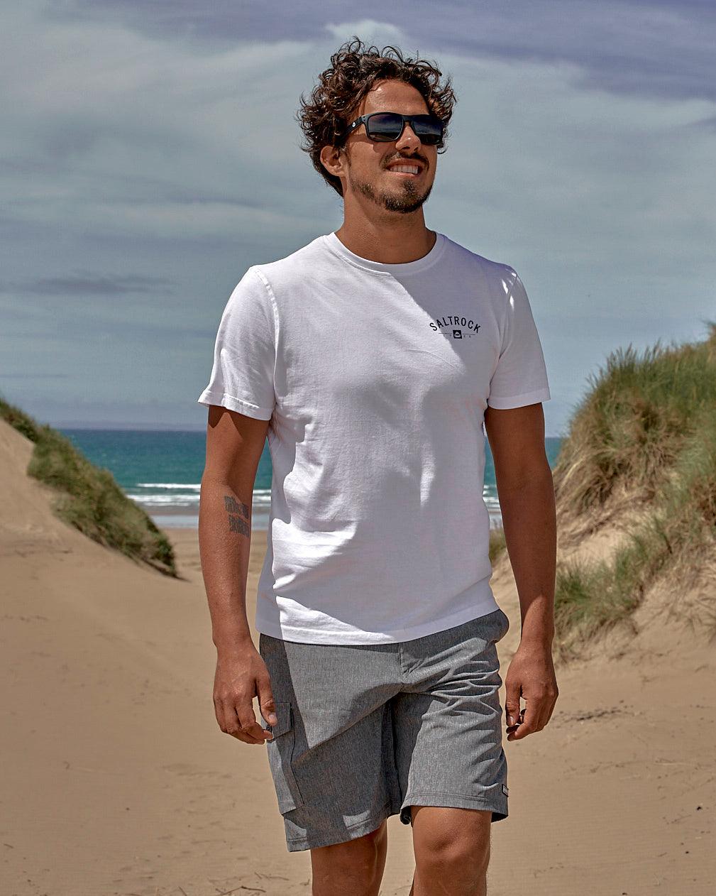 Location - Mens T-Shirt - Tenby - White - Saltrock