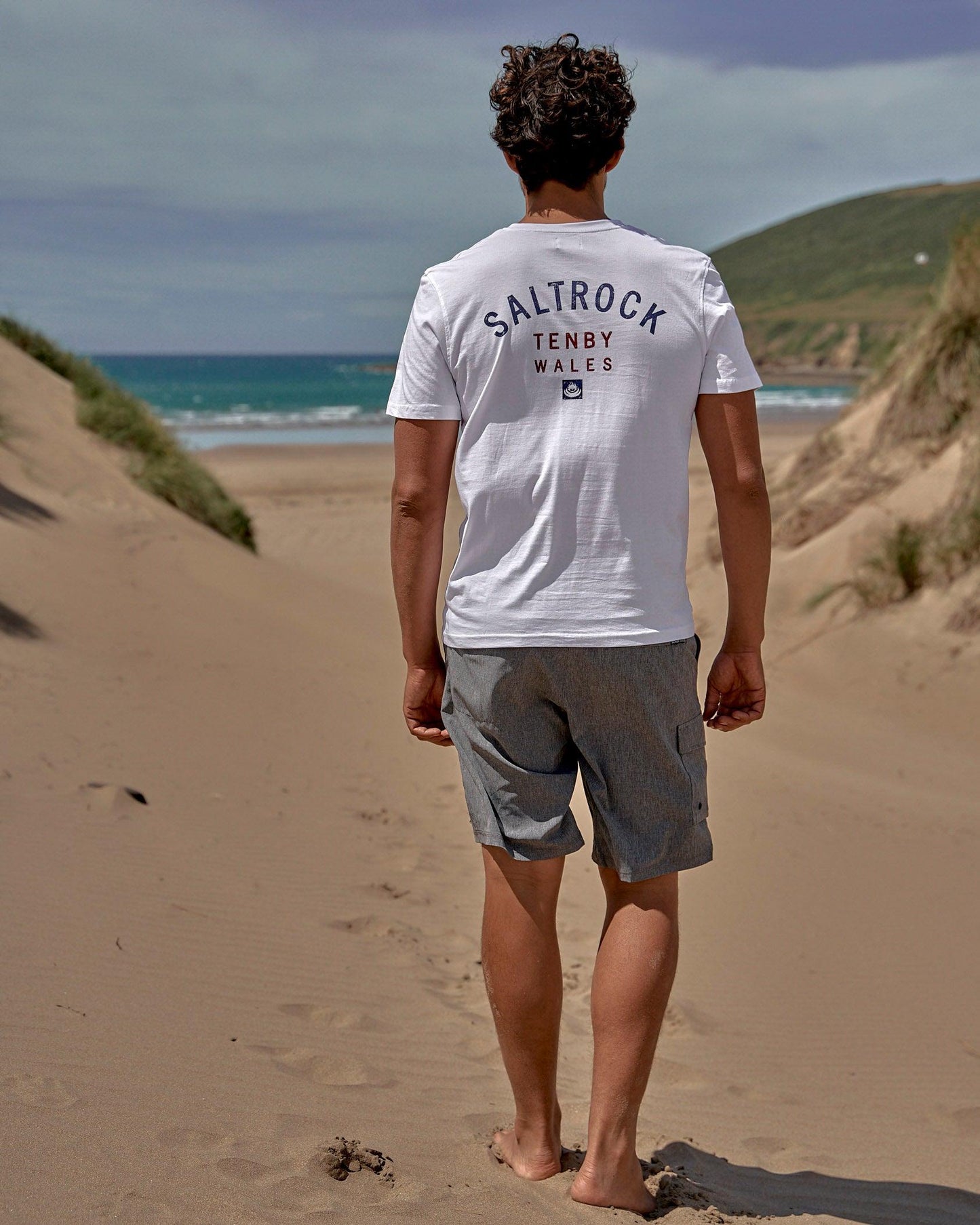 Location - Mens T-Shirt - Tenby - White - Saltrock