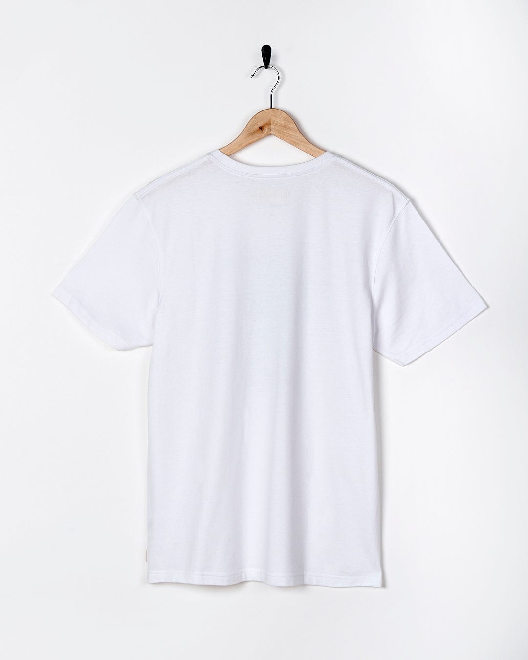 A Lost At Sea Skull - Mens Short Sleeve T-Shirt - White hanging on a hanger from Saltrock.