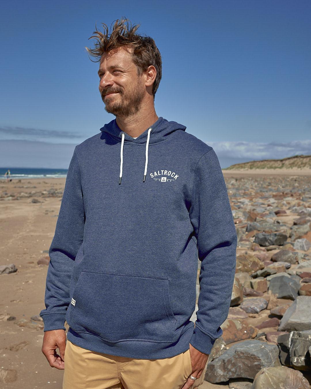 Location - Mens Pop Hoodie - Dartmouth - Dark Blue - Saltrock