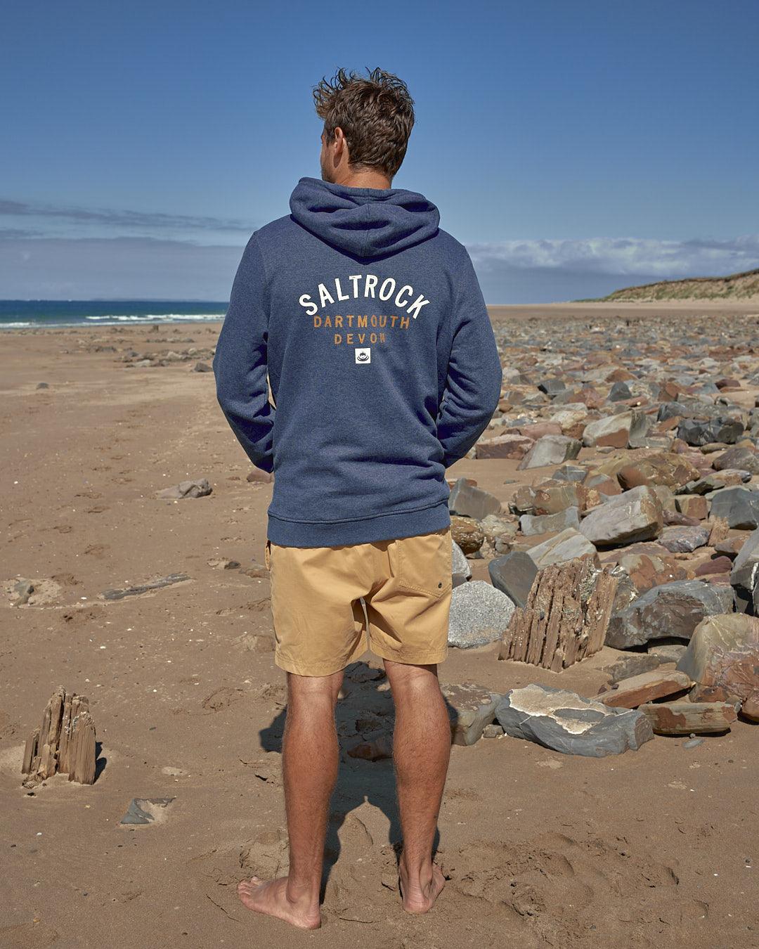 Location - Mens Pop Hoodie - Dartmouth - Dark Blue - Saltrock