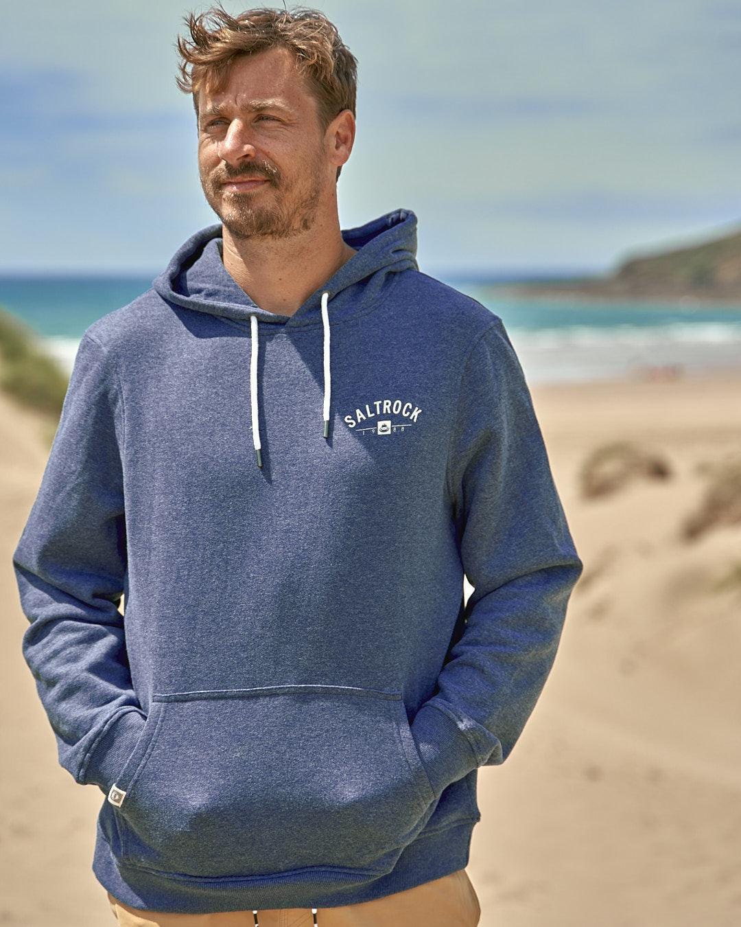 Location - Mens Pop Hoodie - Lyme Regis - Dark Blue - Saltrock