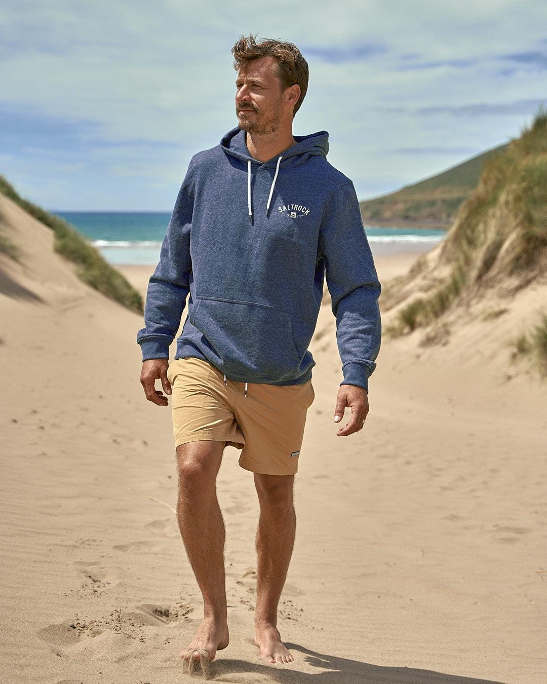 Location - Mens Pop Hoodie - Lyme Regis - Dark Blue - Saltrock