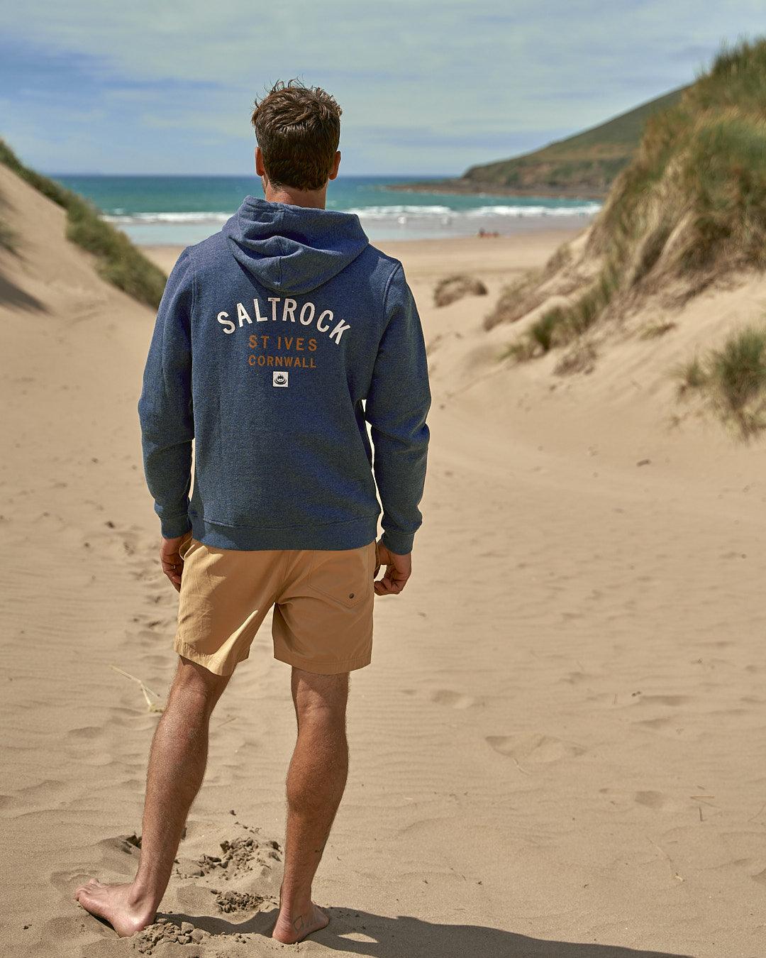 Location - Mens Pop Hoodie - St Ives - Dark Blue - Saltrock
