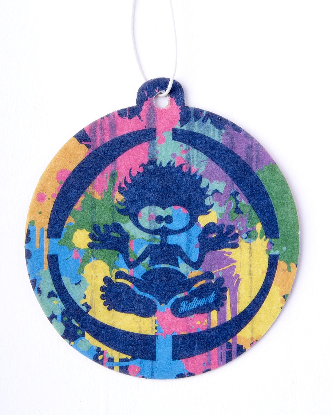 A round Paint Splat - Tok Air Freshener - Multi ornament with a colorful painting on it, made by Saltrock.