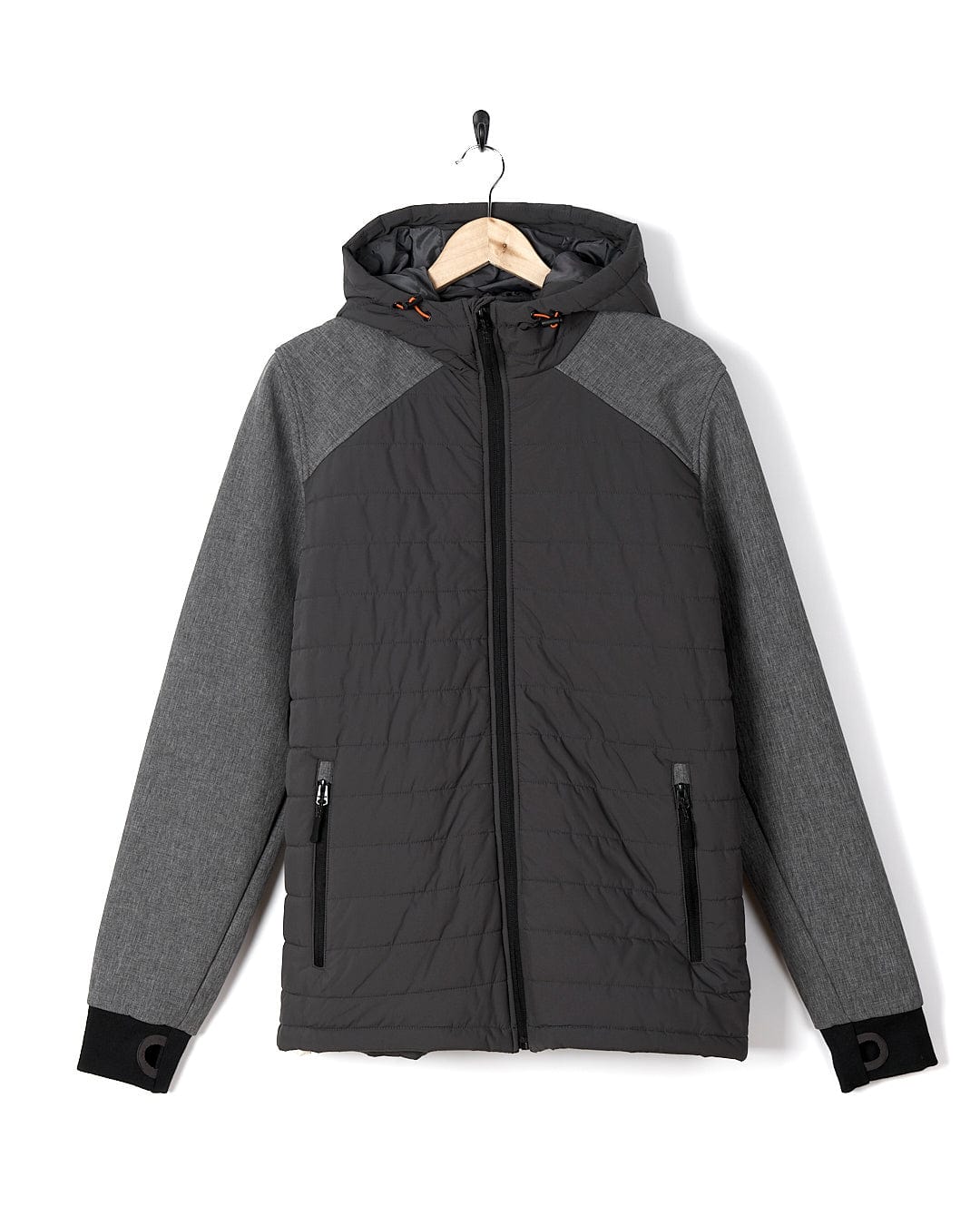 A Saltrock Purbeck Padded Jacket hanging on a hanger.