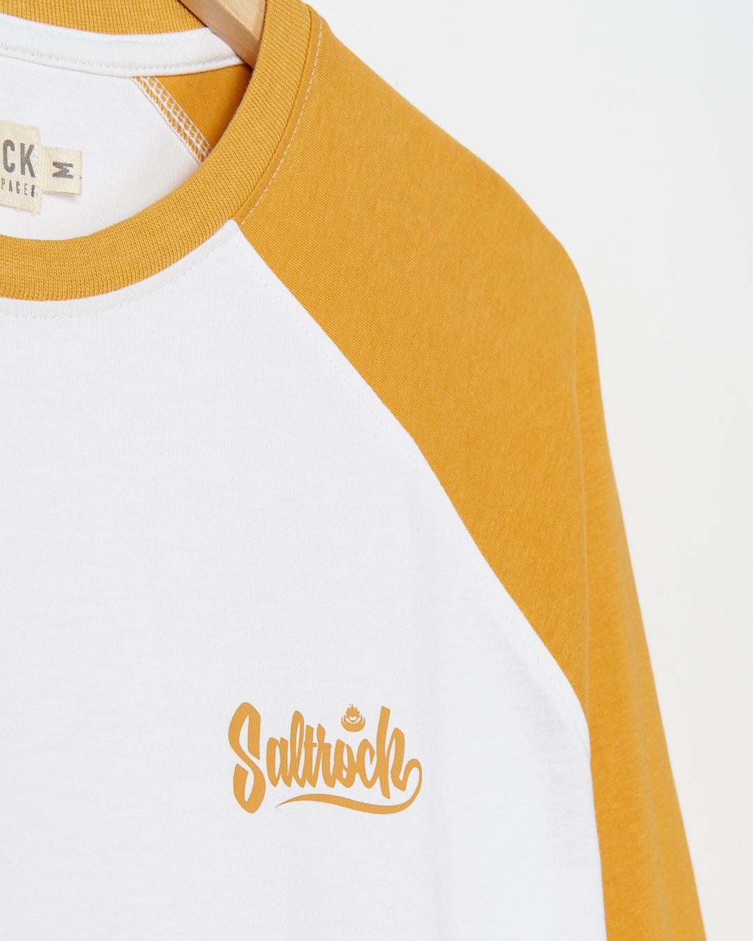 A Speed - Mens Long Sleeve Raglan T-Shirt - Ochre/White by Saltrock.