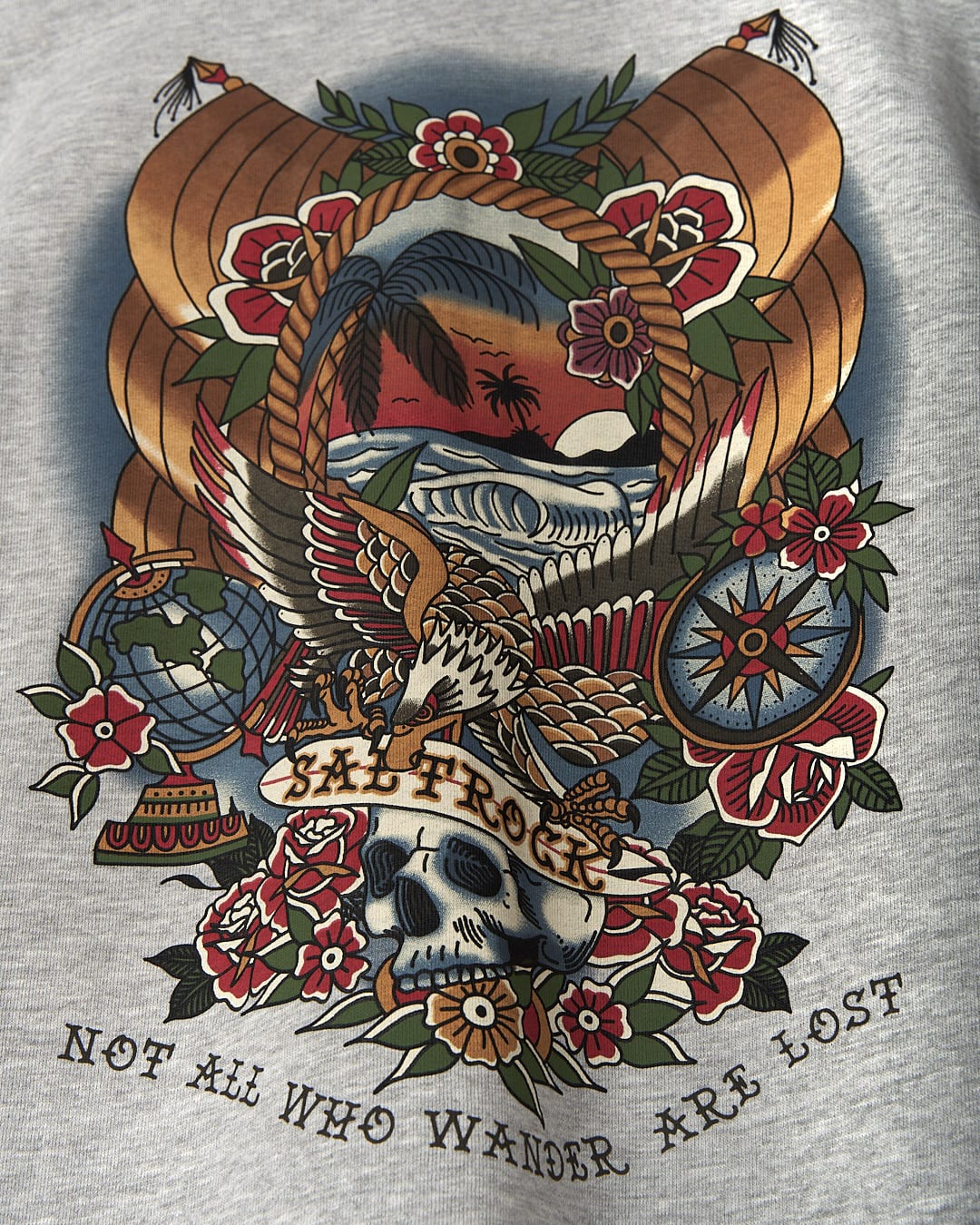 Not me who wander lost Tattoo Island - Mens Zip Hoodie - Grey from Saltrock.