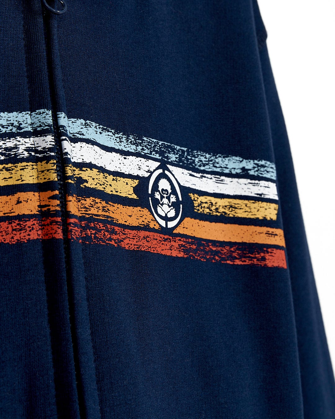 A Saltrock Tok Stripe - Kids Borg Lined Zip Hoodie - Blue with a skull on it.