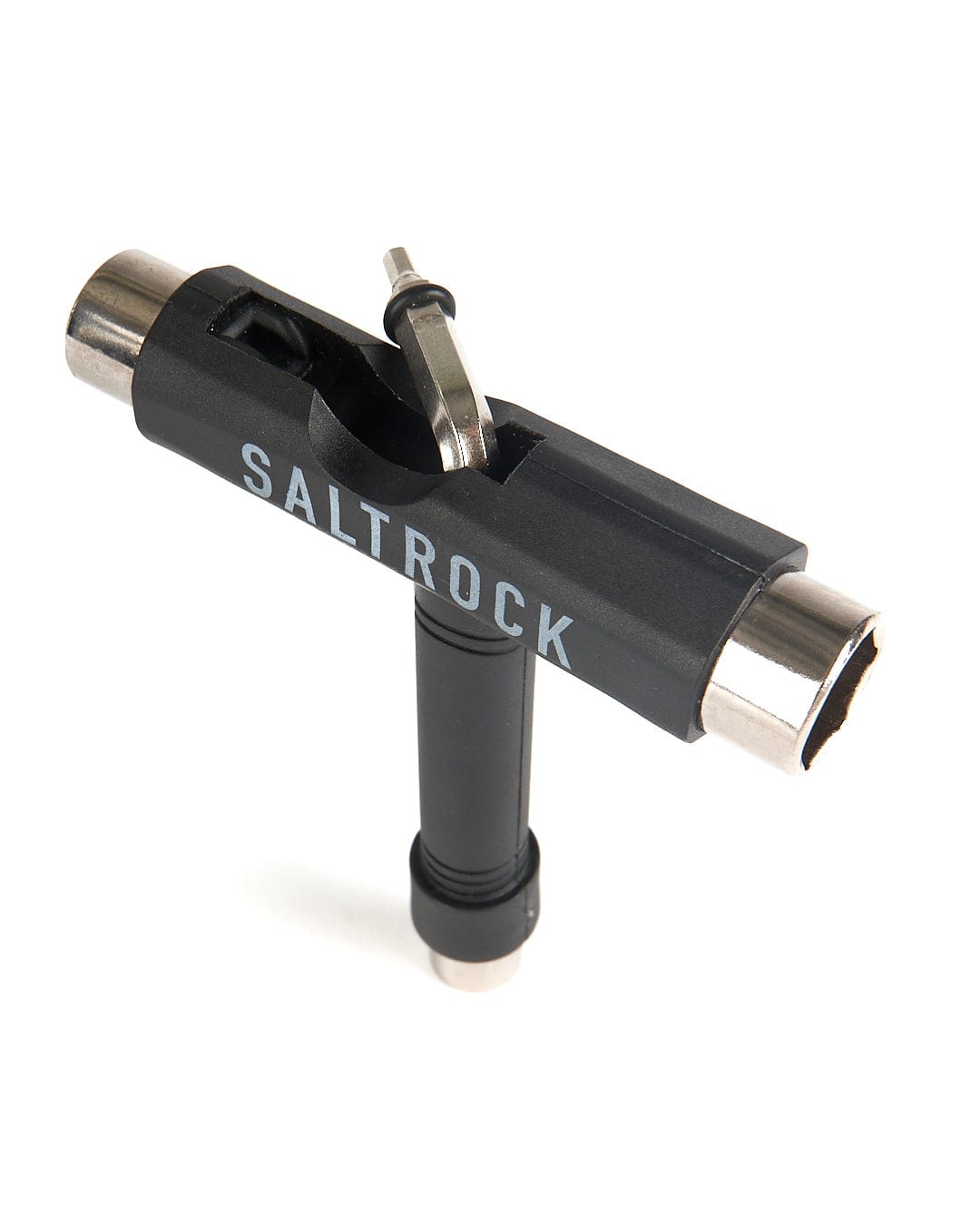 A T-Bone - Skateboard Tool - Black with the brand name Saltrock on it.