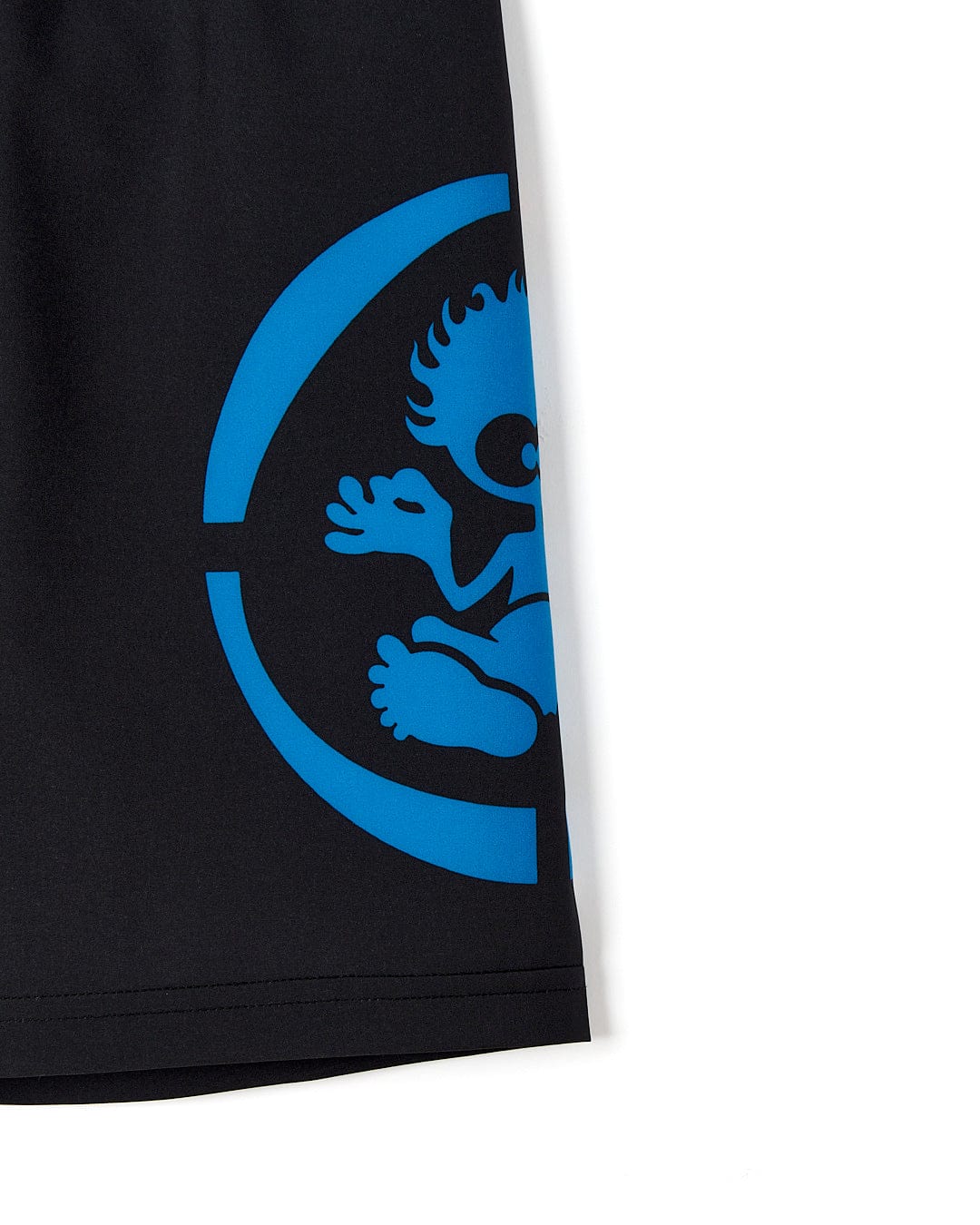 A Warped - Kids Boardshort - Black with a blue Saltrock logo on it.