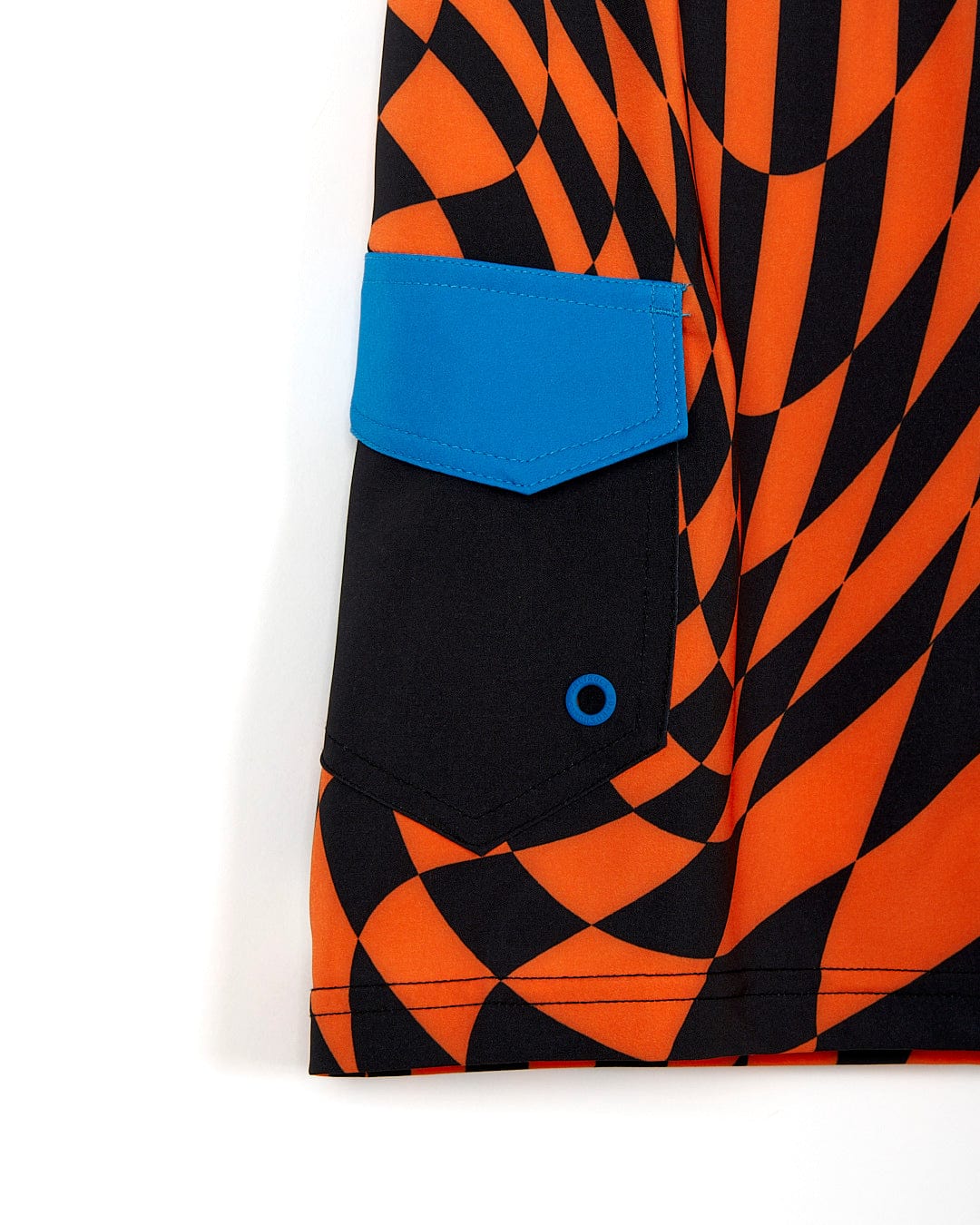 A Saltrock orange and black checkered shirt with a pocket.