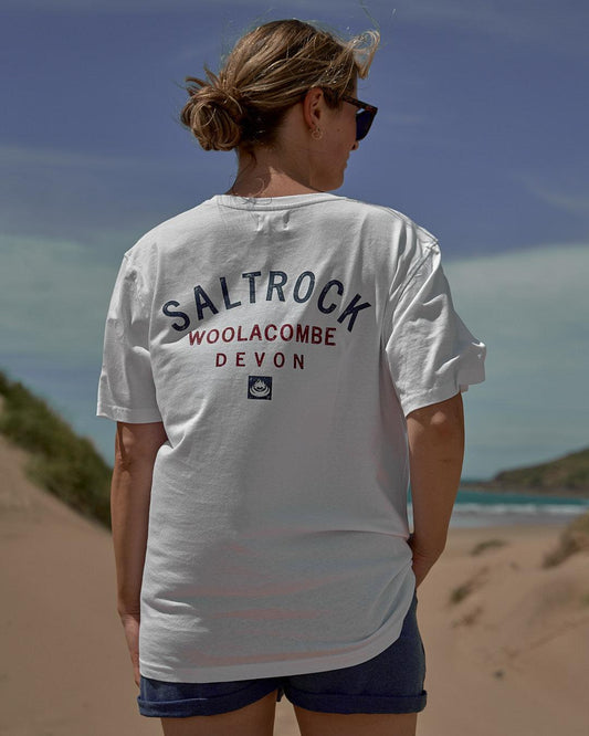 Location - Womens T-Shirt - Woolacombe - White - Saltrock
