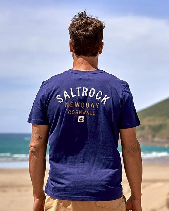 Location - Mens T-Shirt - Newquay - Dark Blue - Saltrock